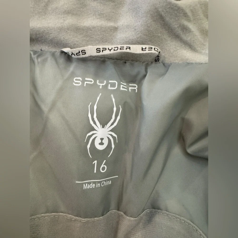 Spyder Girls Puffer Jacket Purple Green Hooded Size 16